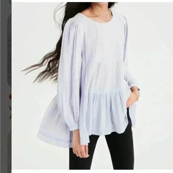 American Eagle long sleeve tiered babydoll top violet oversized XS, Extra small - Picture 2 of 10